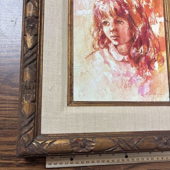 Signed Korin / Korim Vintage Frame Signed Child Portrait Oil Painting Must See! - Picture 2 of 11
